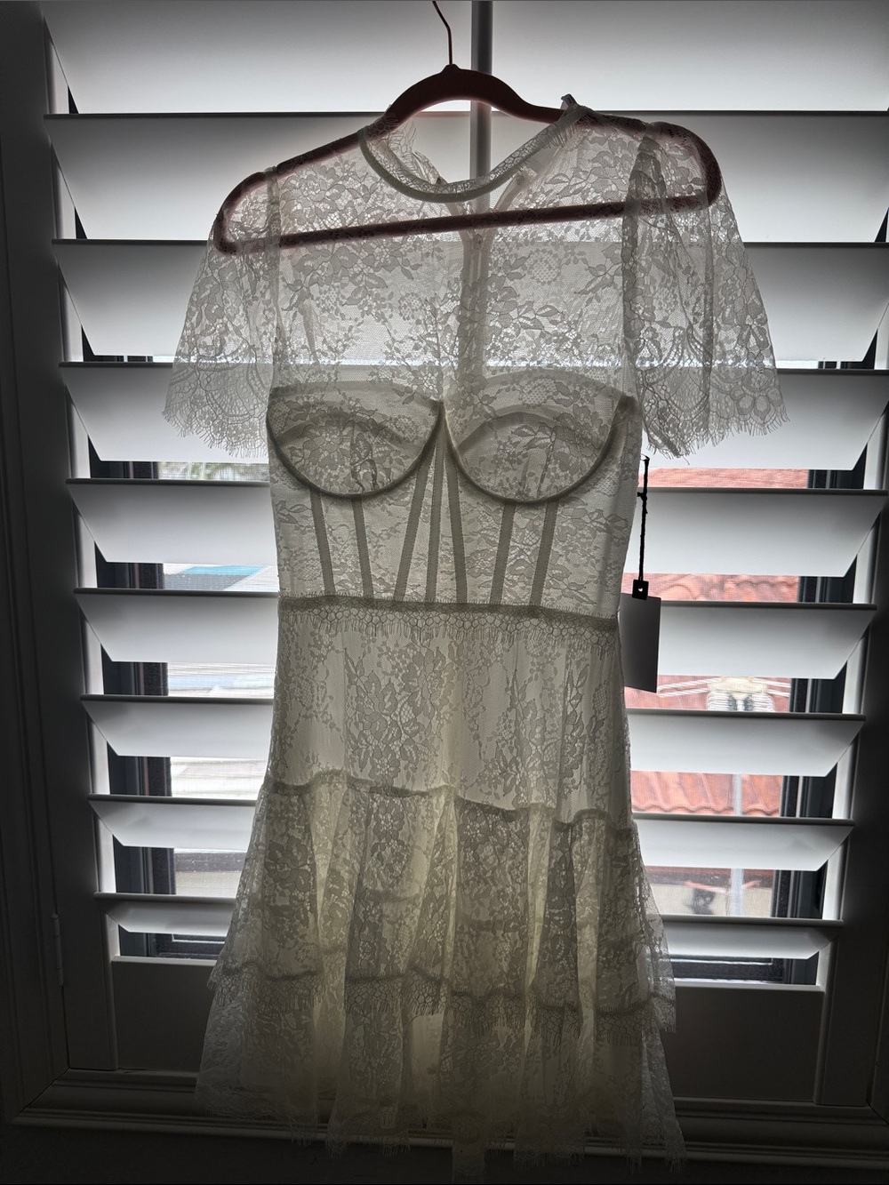 Astr White Lace Tiered Mini Dress